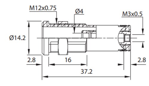 Mechanical Drawing - Cal Test Electronics CT4406 4mm Sheathed Banana Jacks